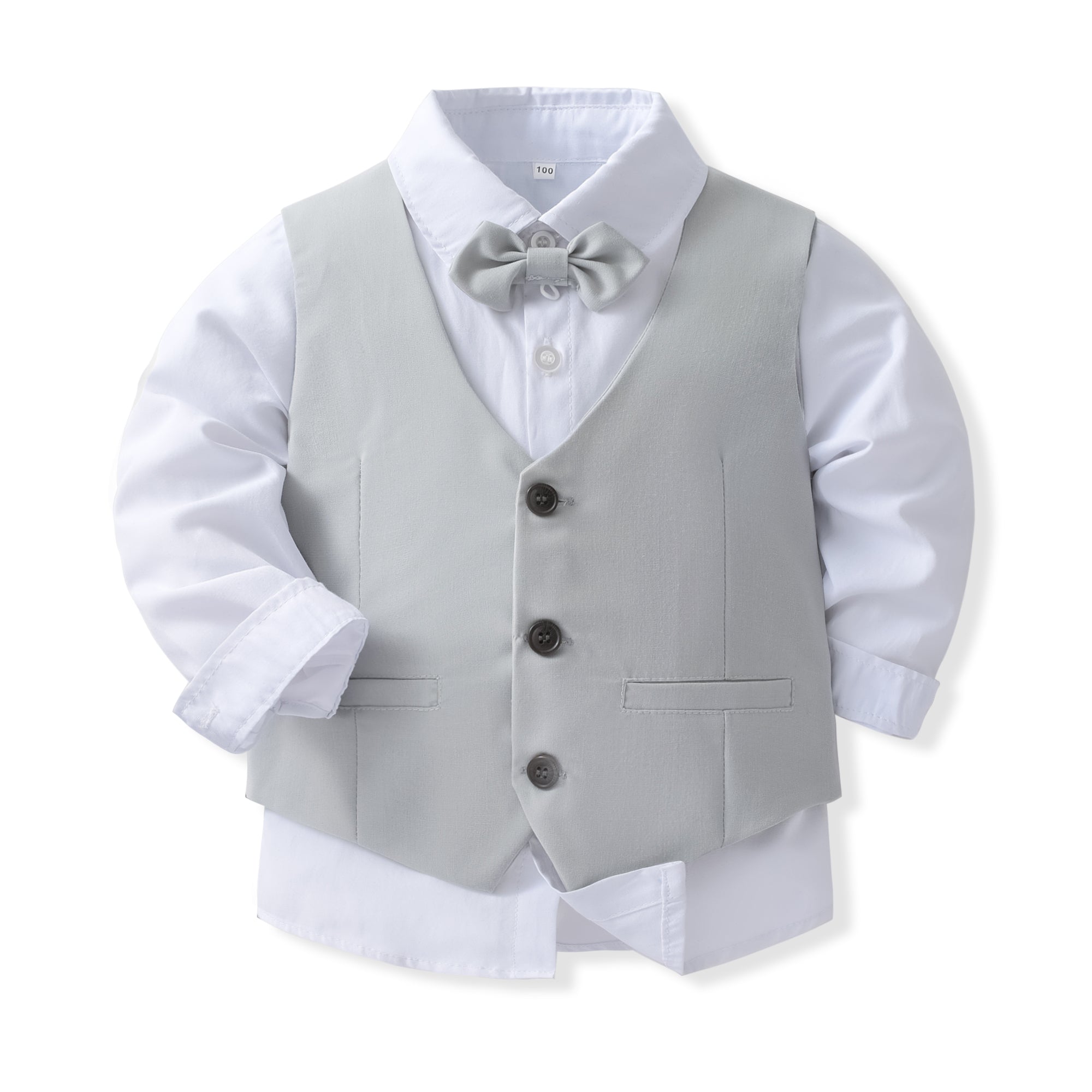 Boys Pure Cotton Single-Breasted Three Piece Suit