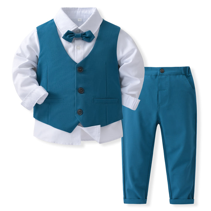 Boys Pure Cotton Single-Breasted Three Piece Suit