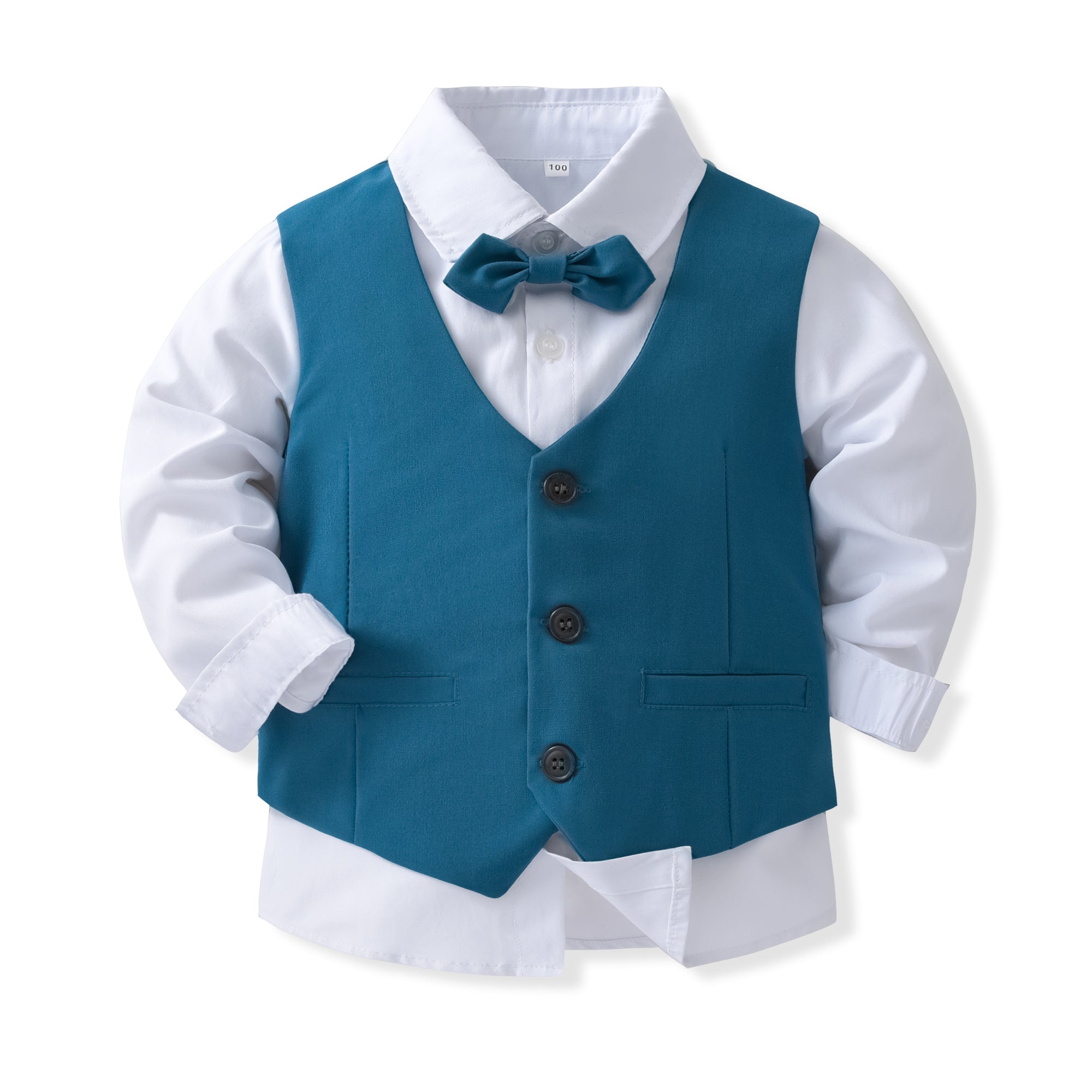 Boys Pure Cotton Single-Breasted Three Piece Suit