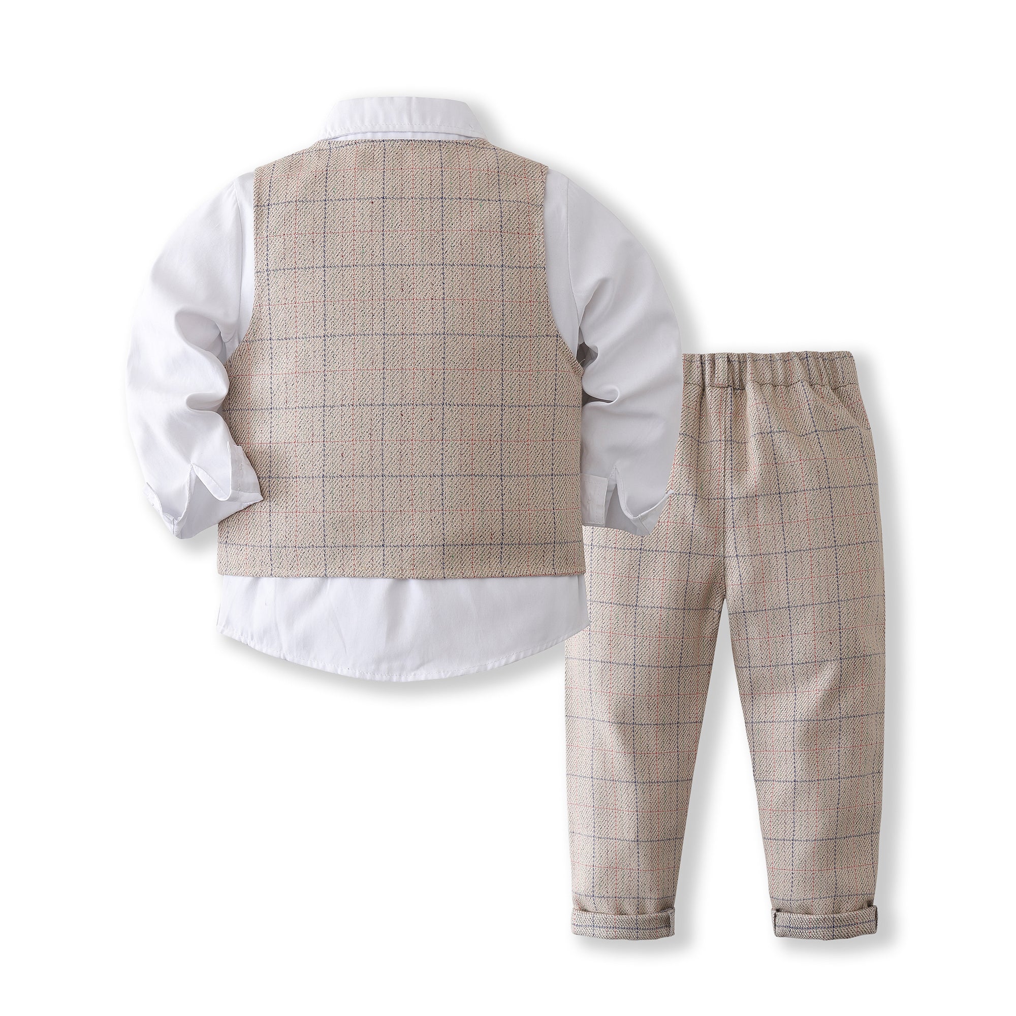 Boys Khaki Shirt Collar Top with Trousers