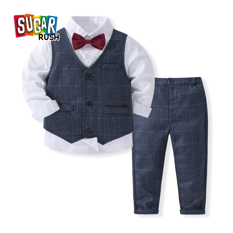 Boys Single-Breasted Pure Cotton Four Piece Suit