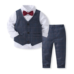 Boys Single-Breasted Pure Cotton Four Piece Suit