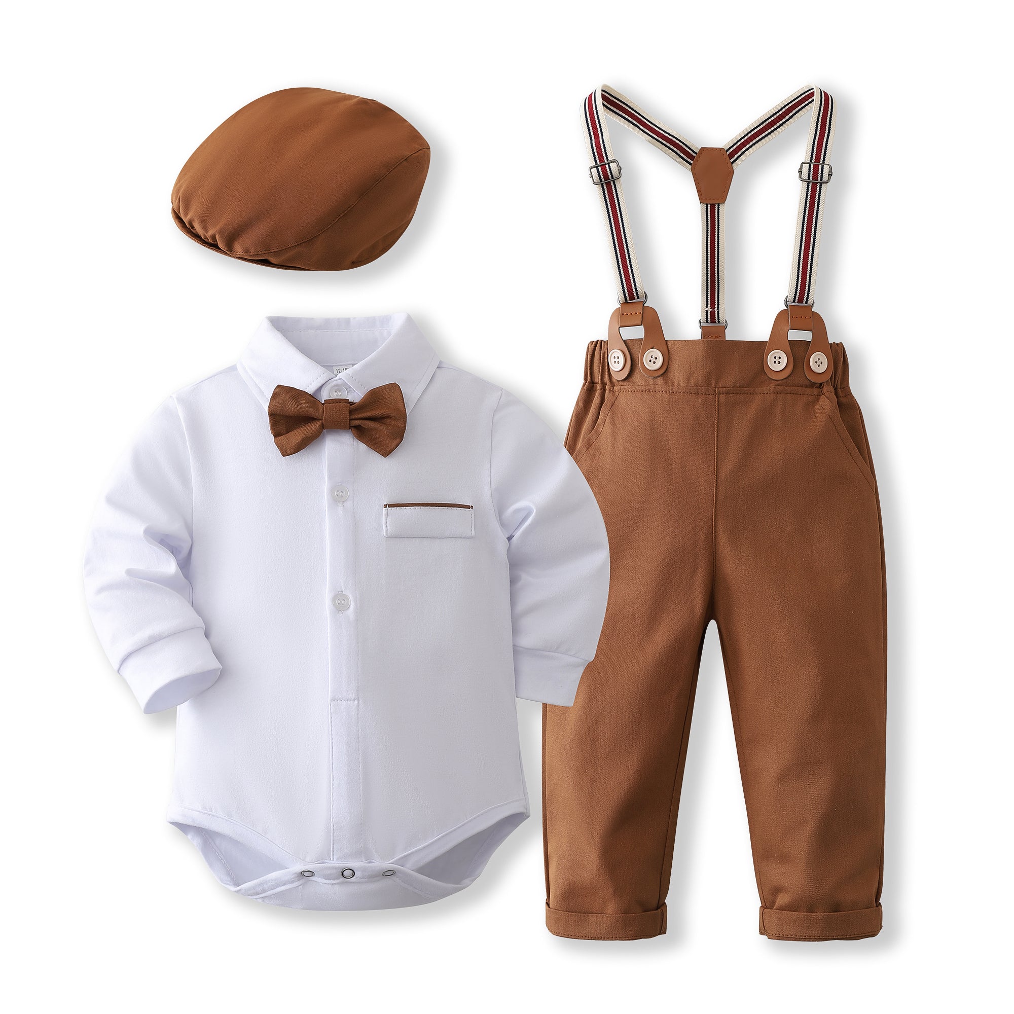 Boys Pure Cotton Shirt With Trouser & Suspenders
