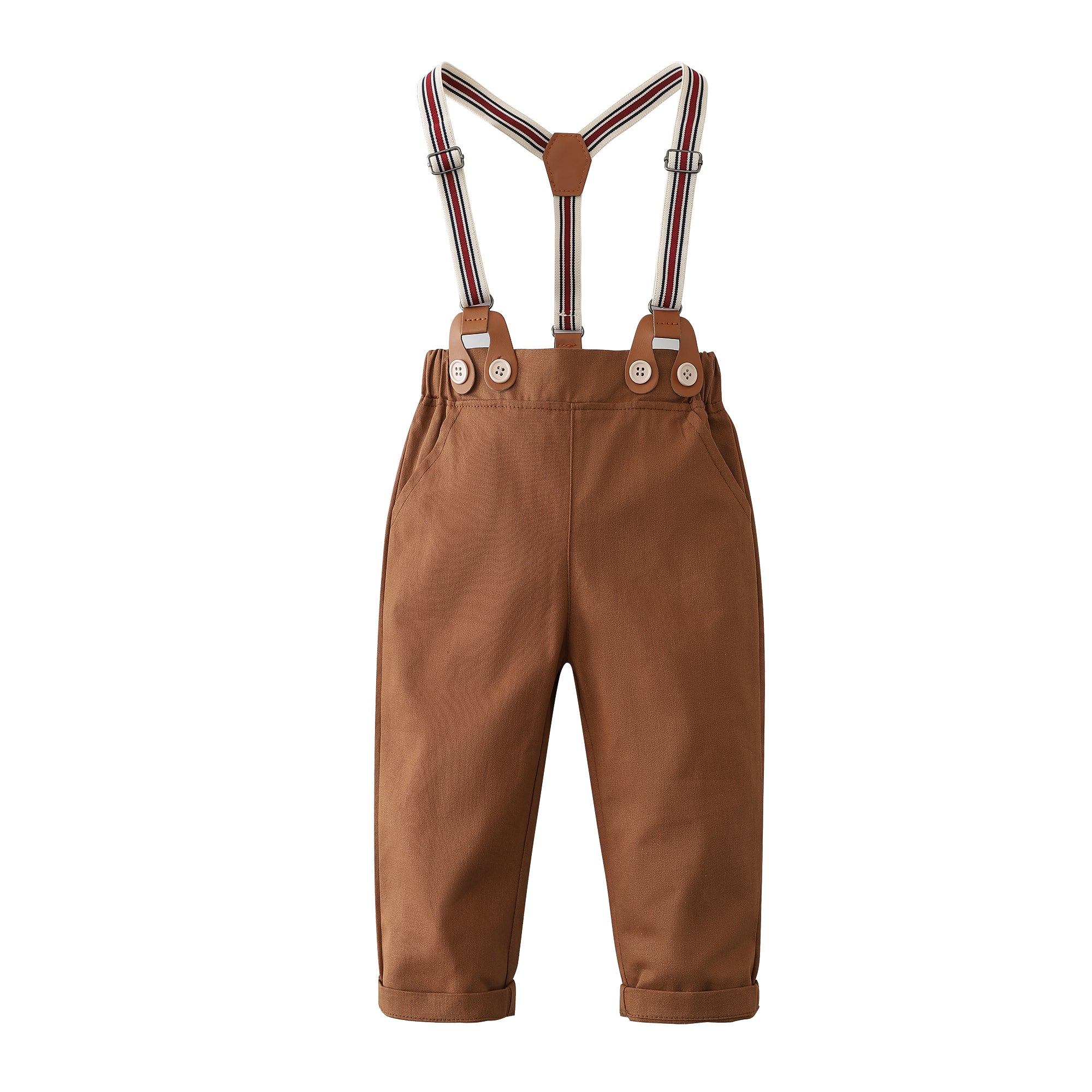 Boys Pure Cotton Shirt With Trouser & Suspenders