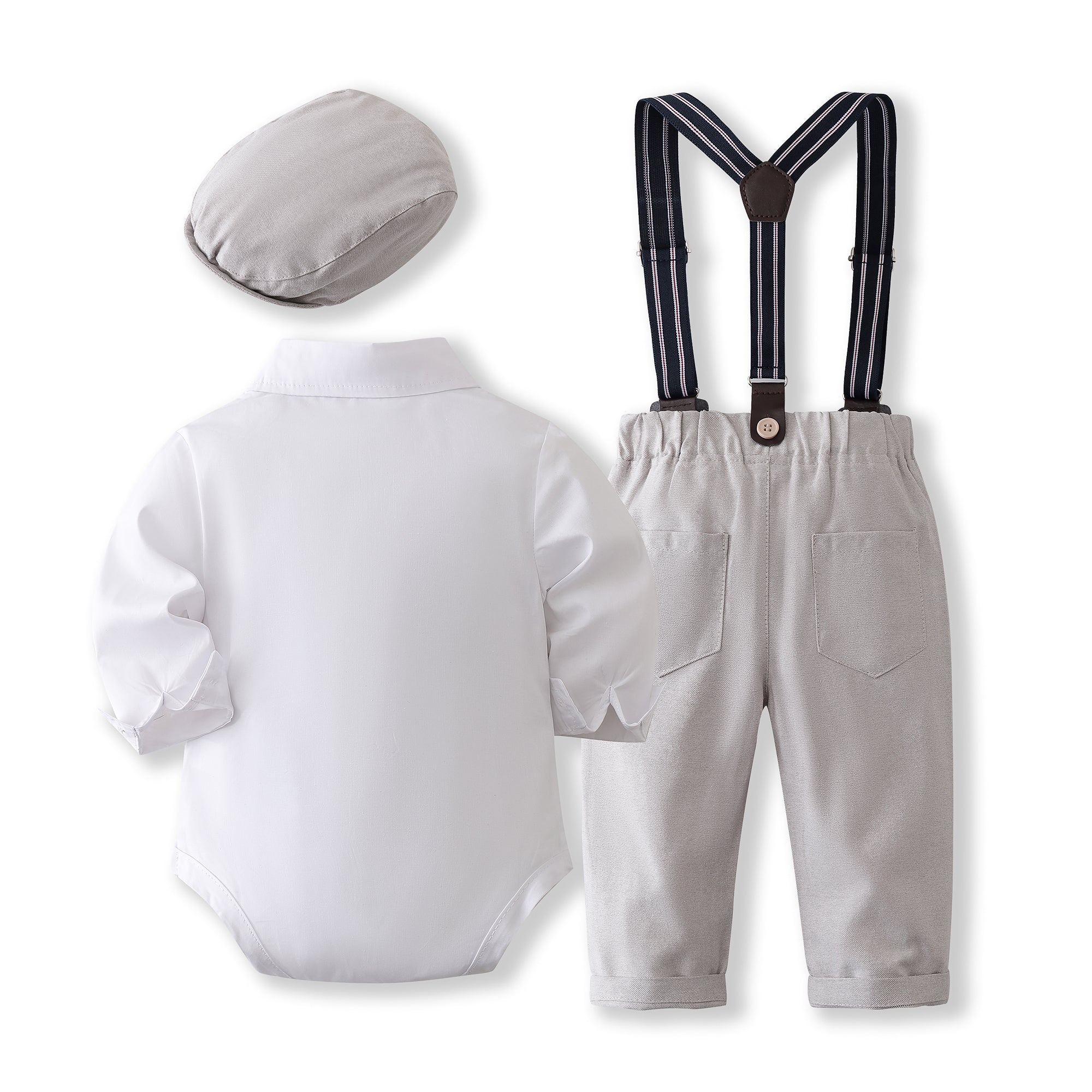 Boys Long Sleeves Shirt With Trousers And Suspenders