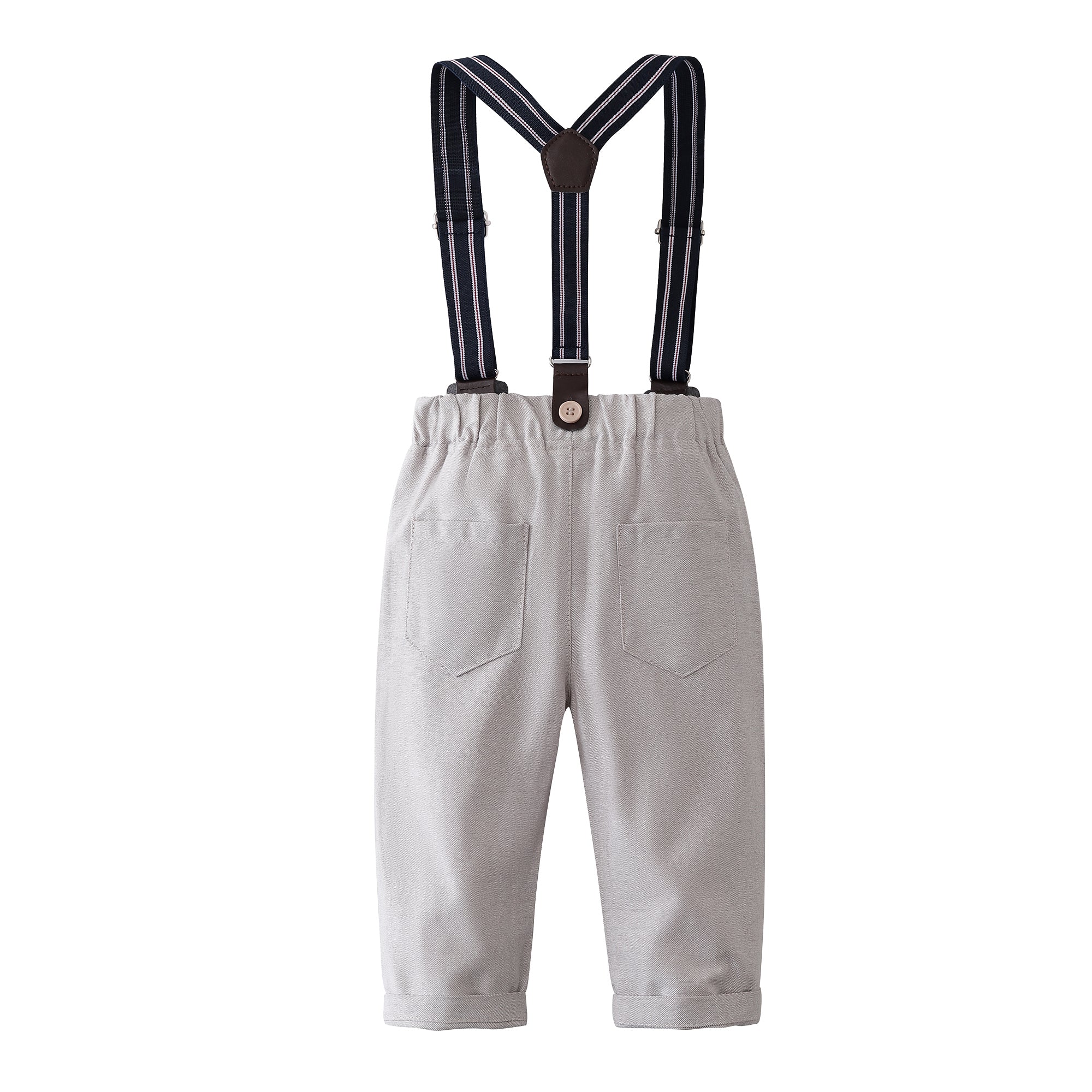 Boys Long Sleeves Shirt With Trousers And Suspenders