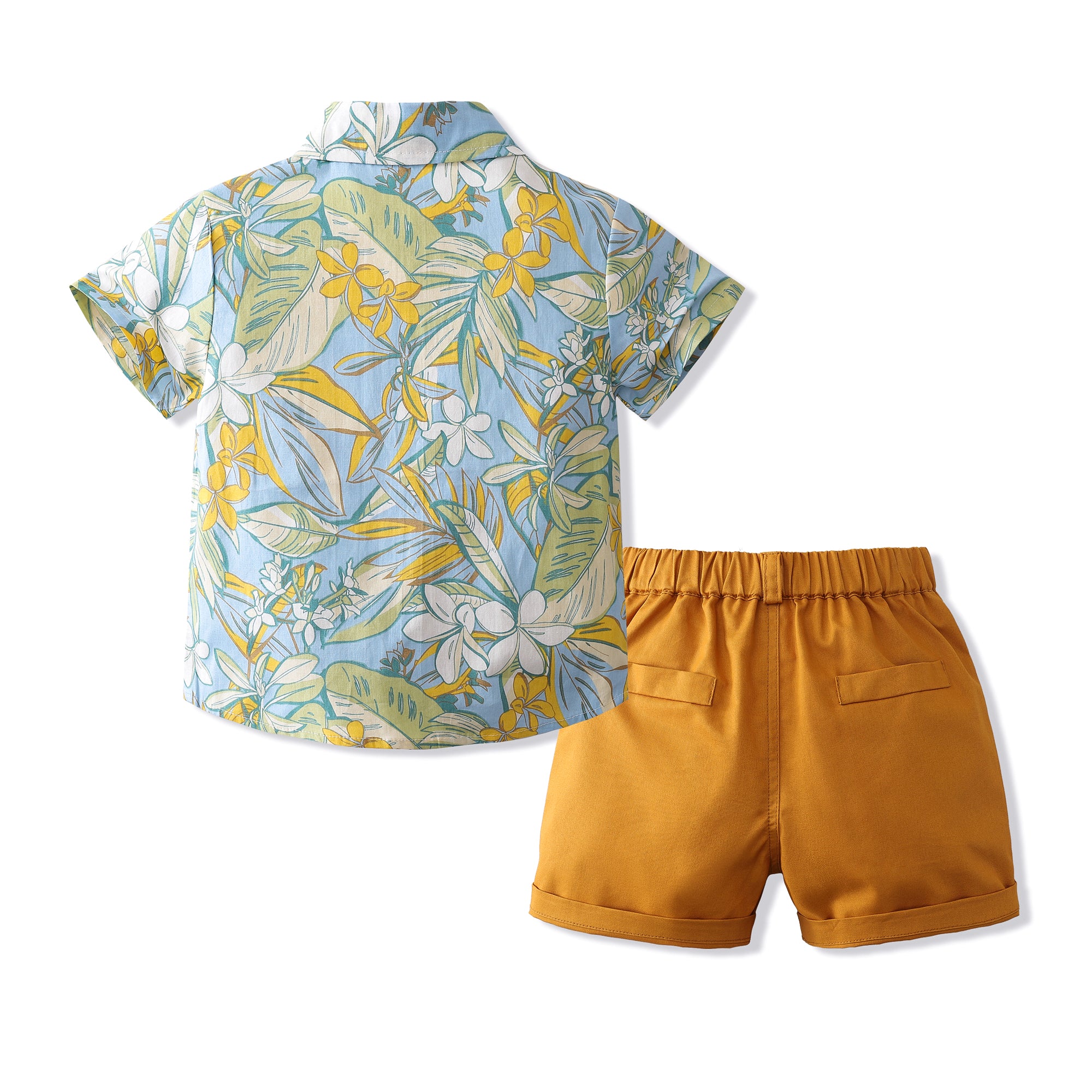 Boys Floral Printed Shirt and Solid Shorts Set