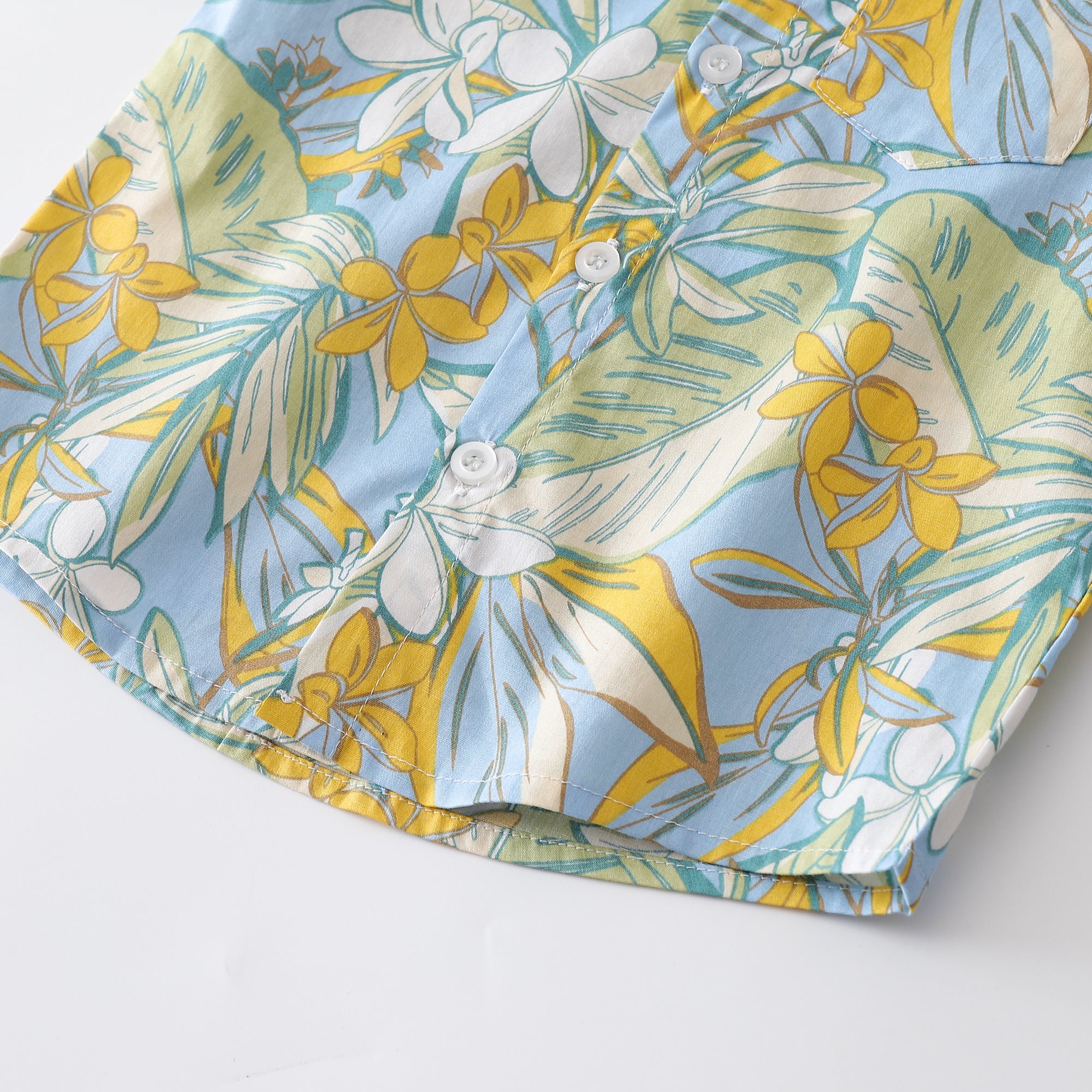 Boys Floral Printed Shirt and Solid Shorts Set