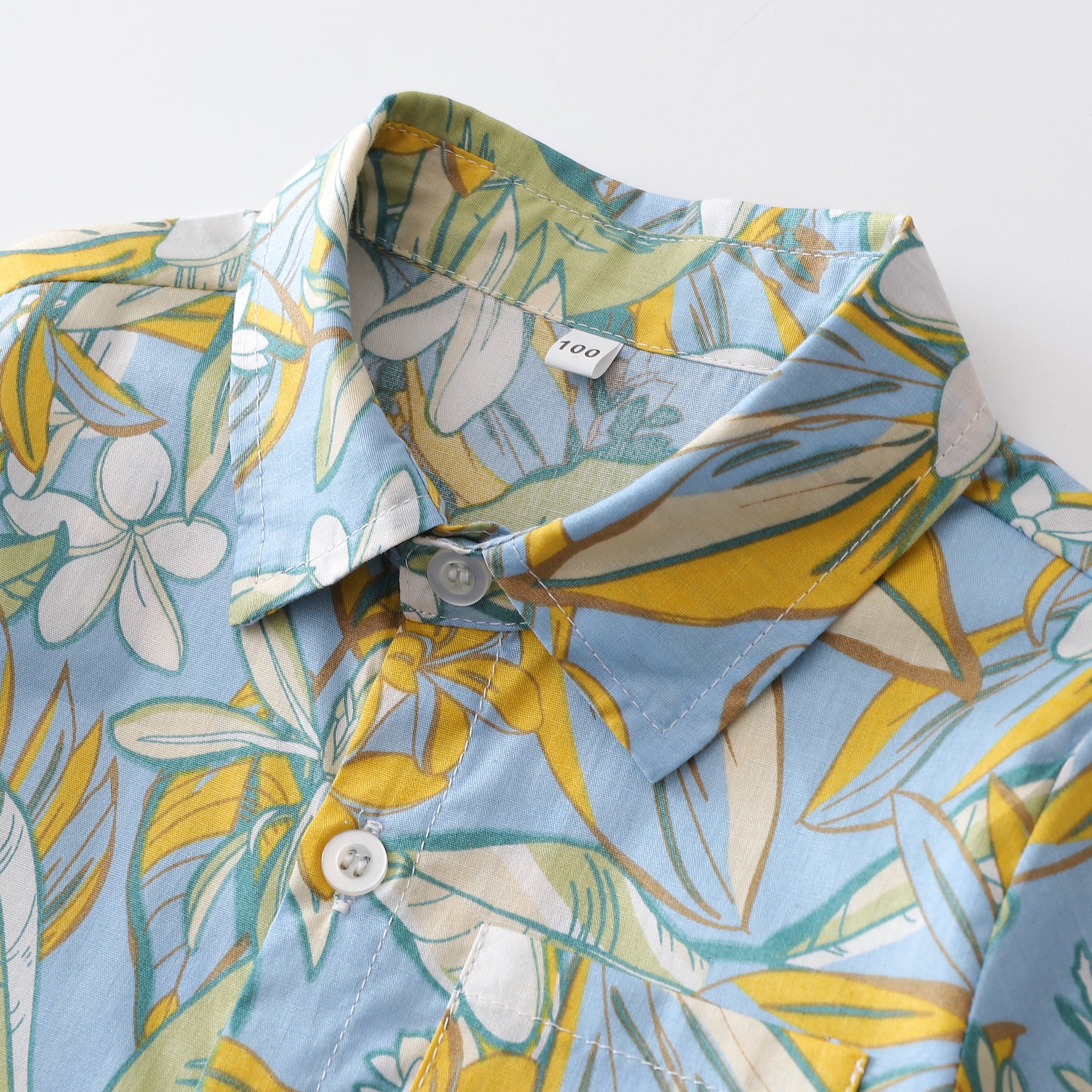 Boys Floral Printed Shirt and Solid Shorts Set