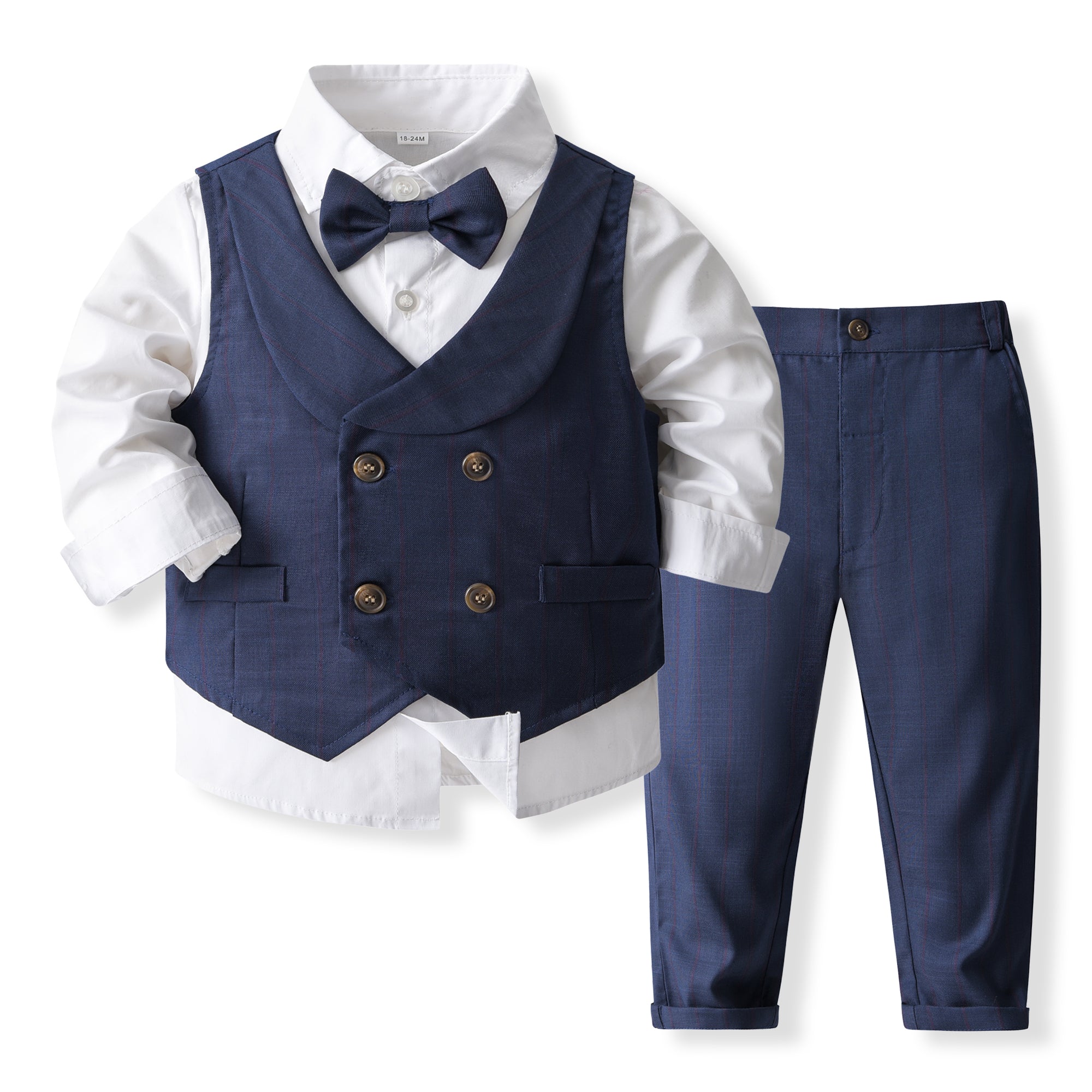 Boys Pure Cotton Shirt With Trouser & Waistcoat