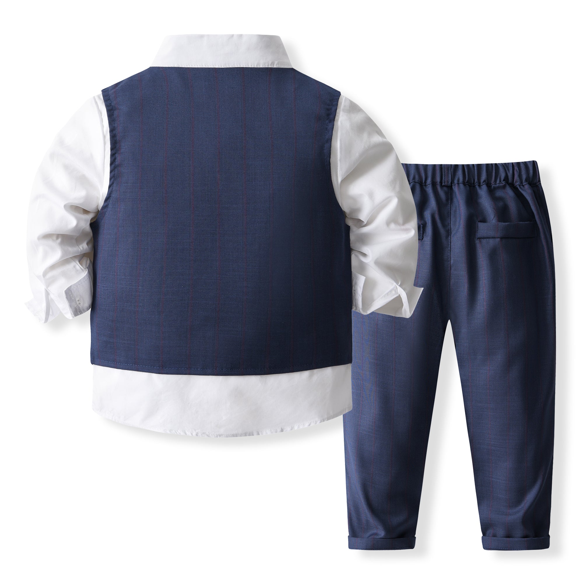 Boys Pure Cotton Shirt With Trouser & Waistcoat