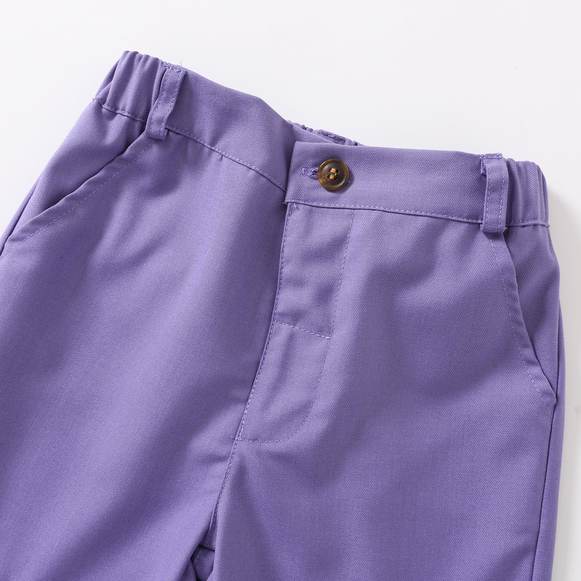Boys Purple & White Pure Cotton Shirt with Shorts Set
