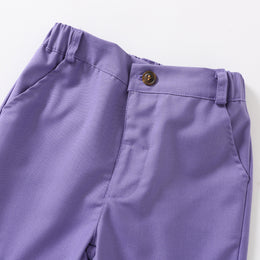 Boys Purple & White Pure Cotton Shirt with Shorts Set