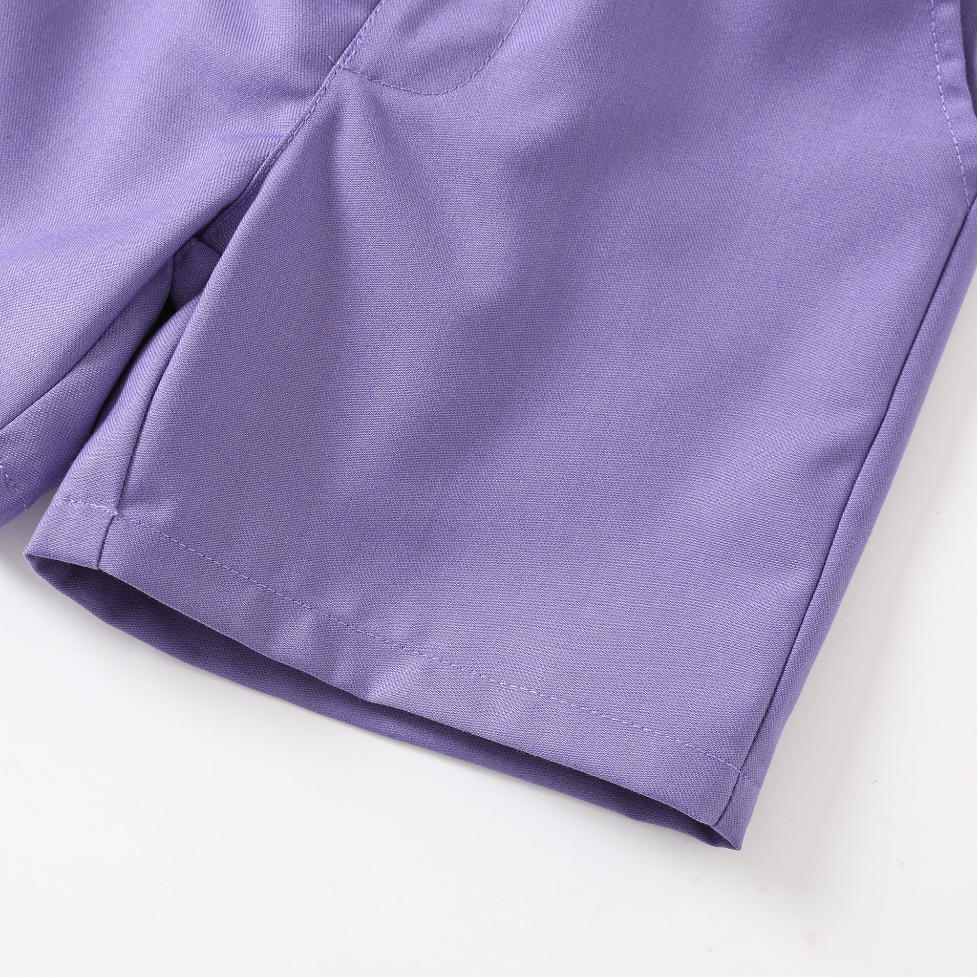 Boys Purple & White Pure Cotton Shirt with Shorts Set