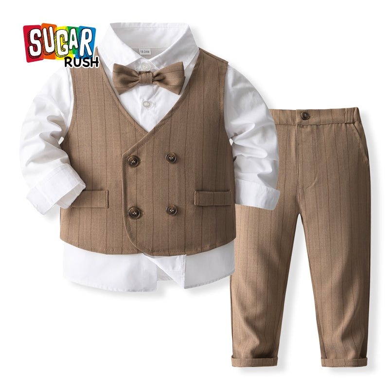 Boys Striped 3-Piece Party Suits