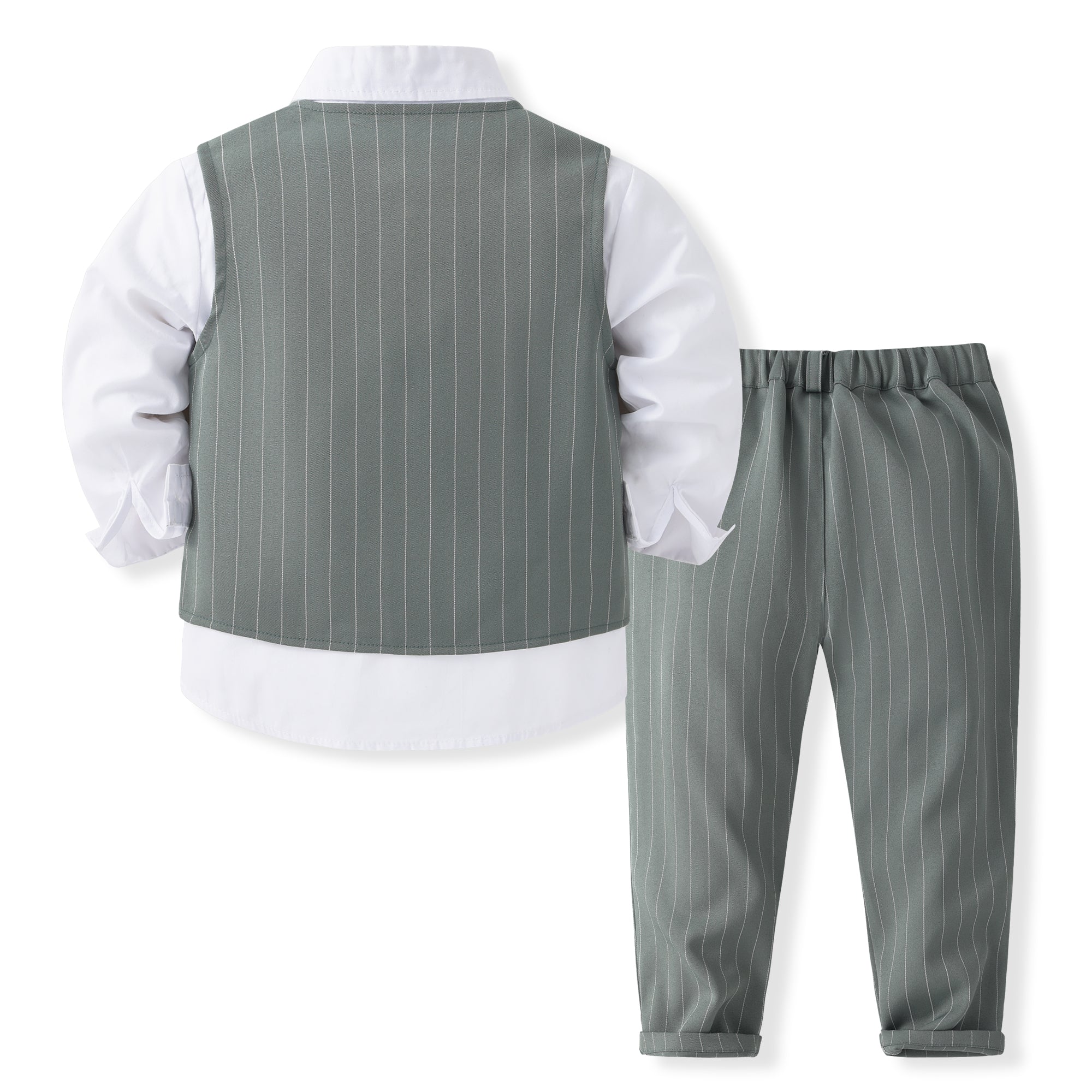 Boys Grey & White Shirt Collar Shirt with Trousers