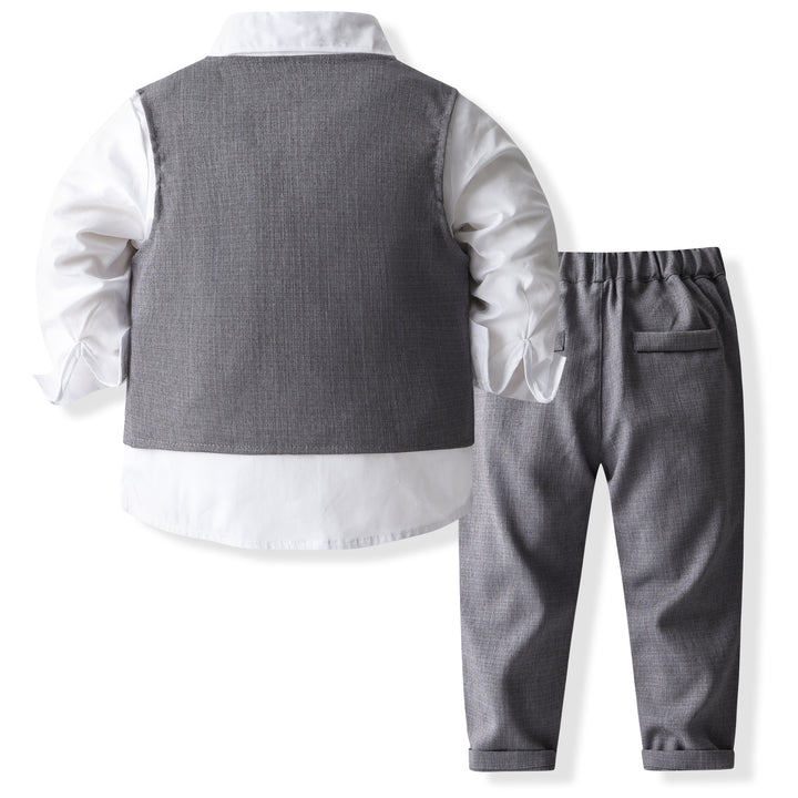 Boys Single-Breasted Pure Cotton Three Piece Suit
