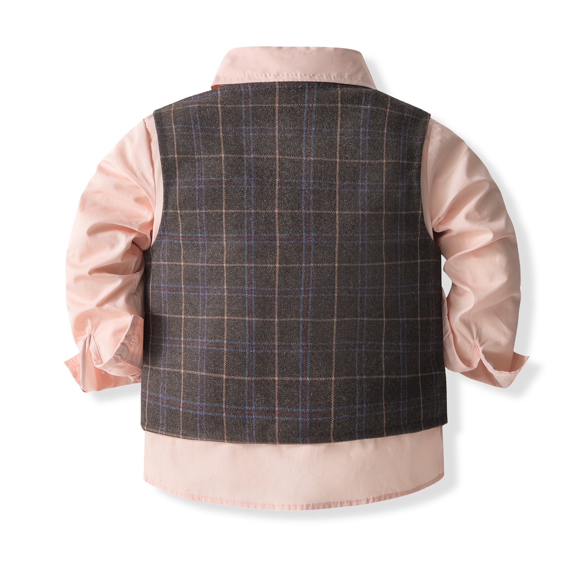 Boys Checked 3-Piece Single-Breasted Cotton Suits