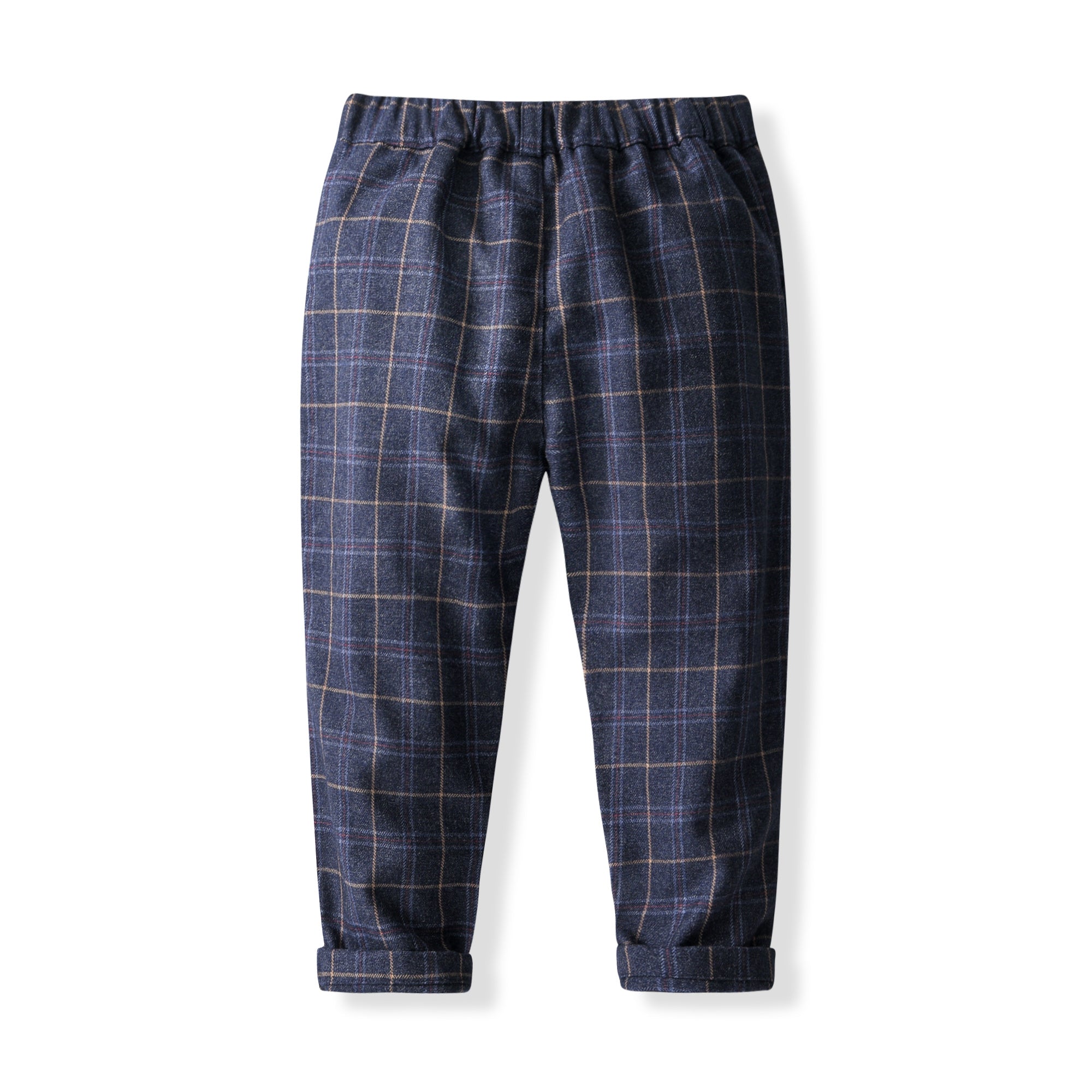Boys Checked Pure Cotton Single-Breasted Three Piece Suit