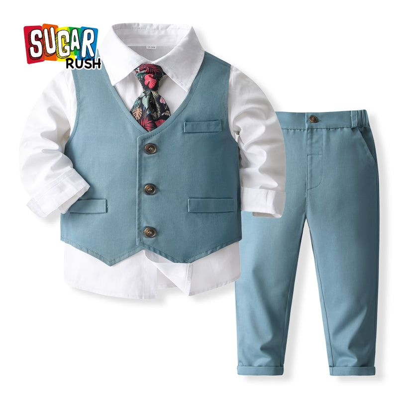 Boys Cotton 3 Piece Suit