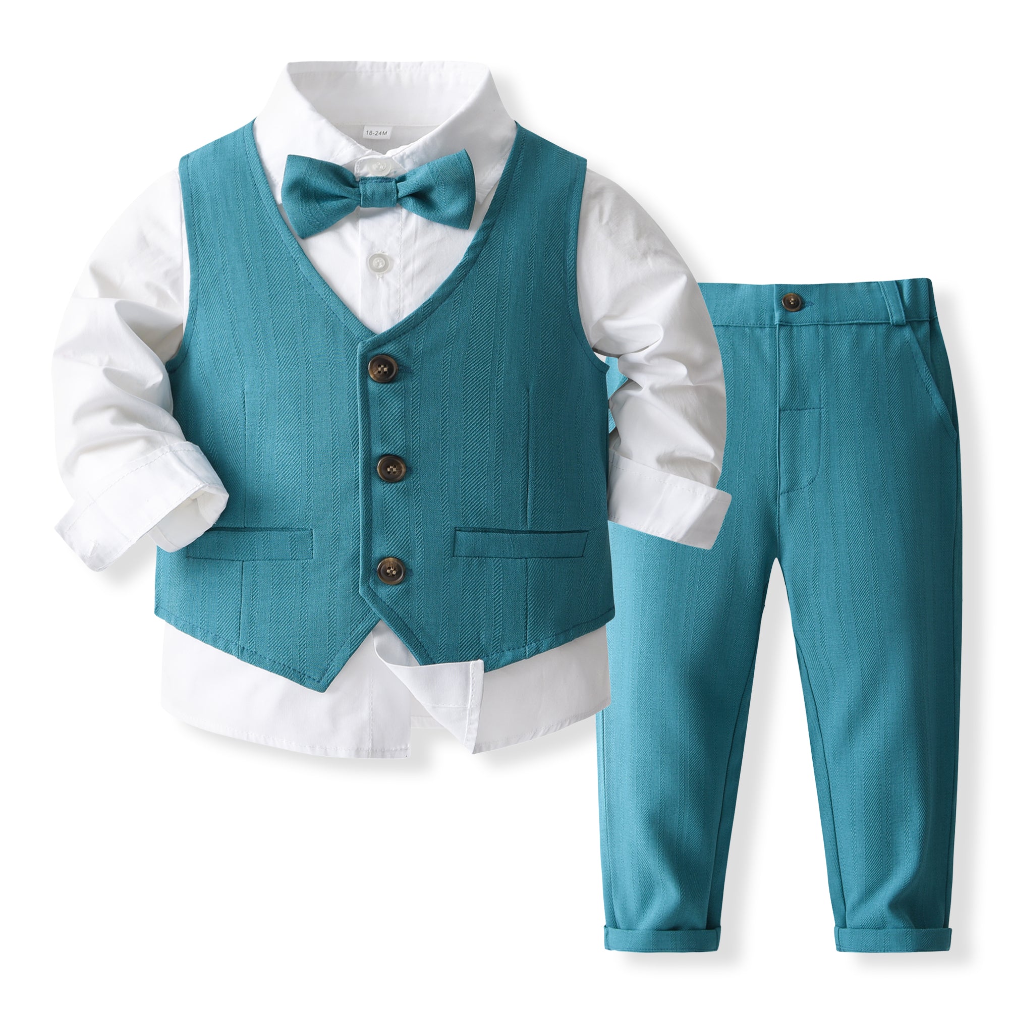 Boys Pure Cotton Shirt With Trousers & Waistcoat