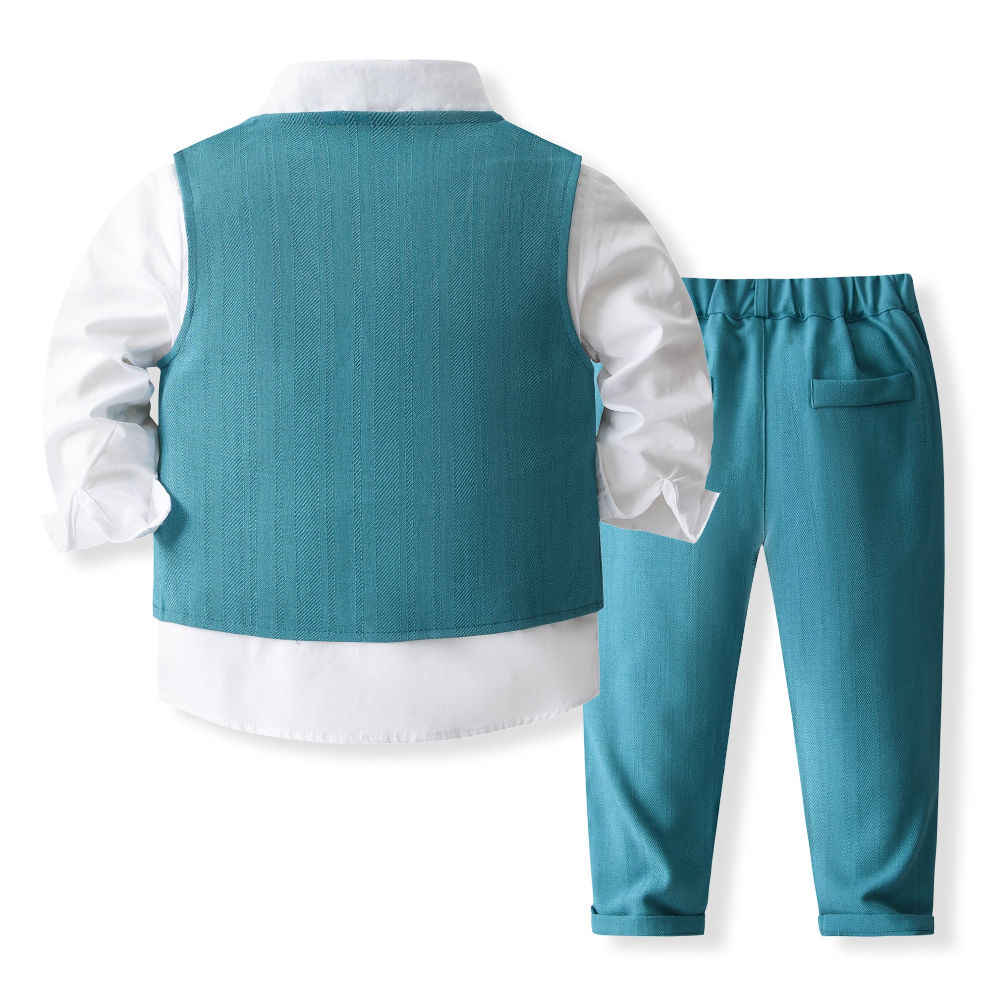 Boys Pure Cotton Shirt With Trousers & Waistcoat
