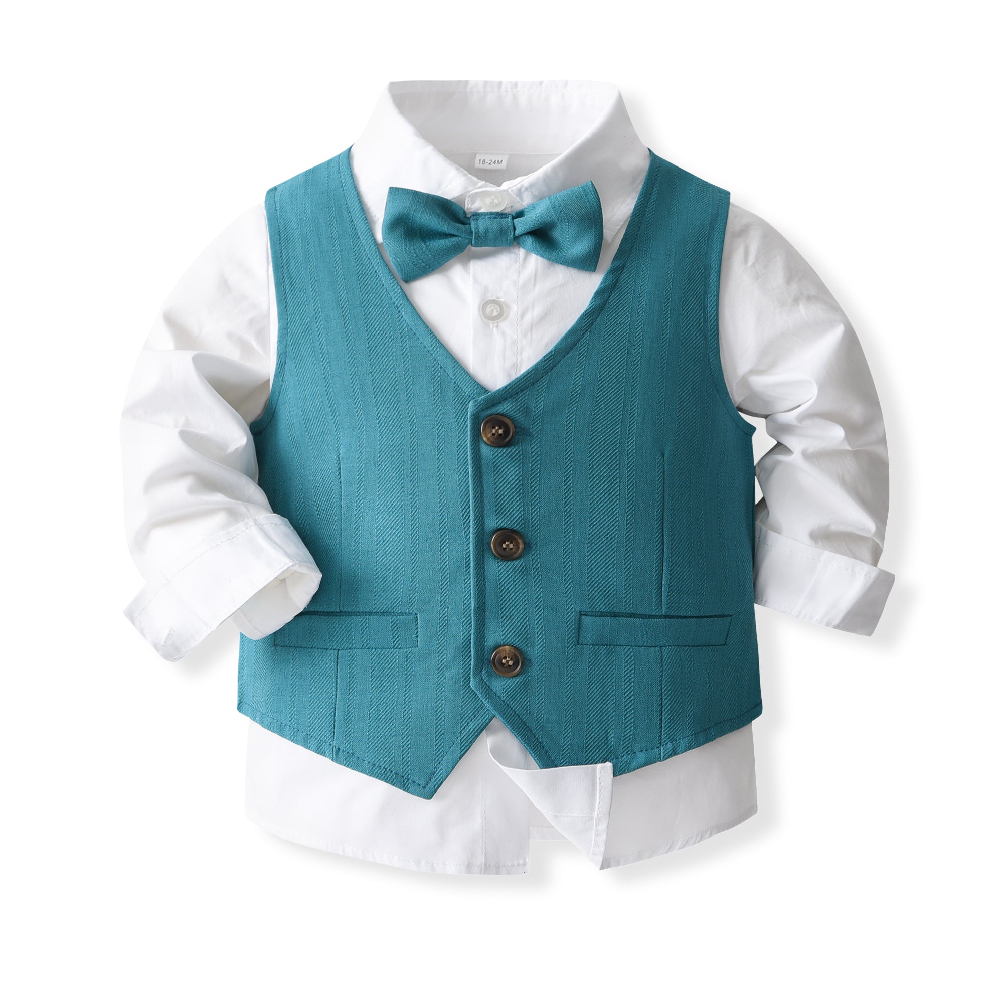 Boys Pure Cotton Shirt With Trousers & Waistcoat