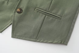 Boys Green & White Shirt Collar Pure Cotton Shirt with Trousers