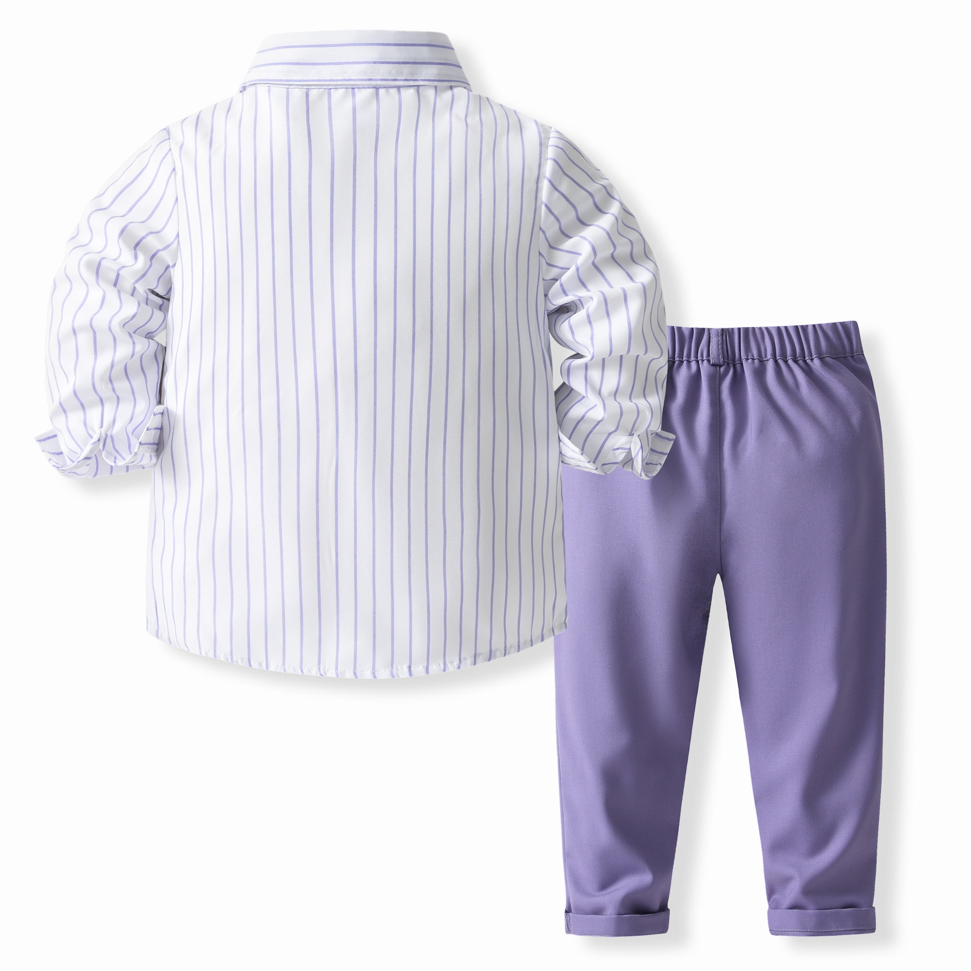 Boys Striped Pure Cotton Shirt With Trousers