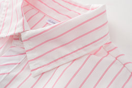 Boys Purple & White Striped Pure Cotton Shirt with Trousers