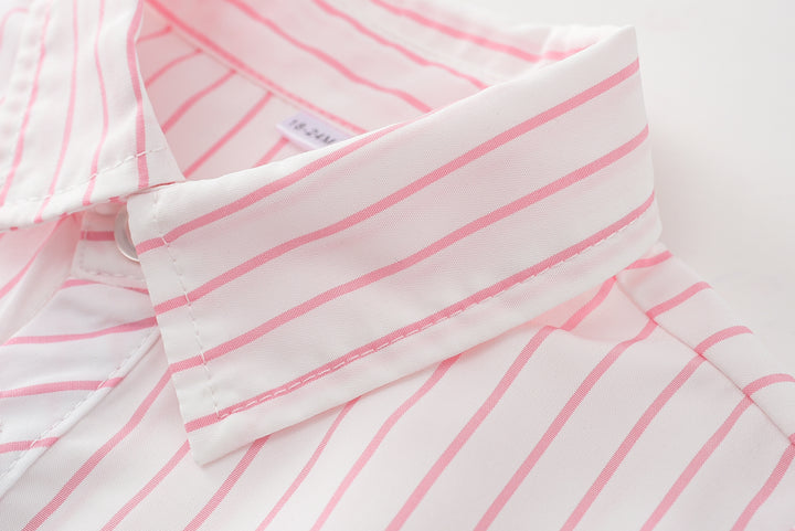 Boys Purple & White Striped Pure Cotton Shirt with Trousers