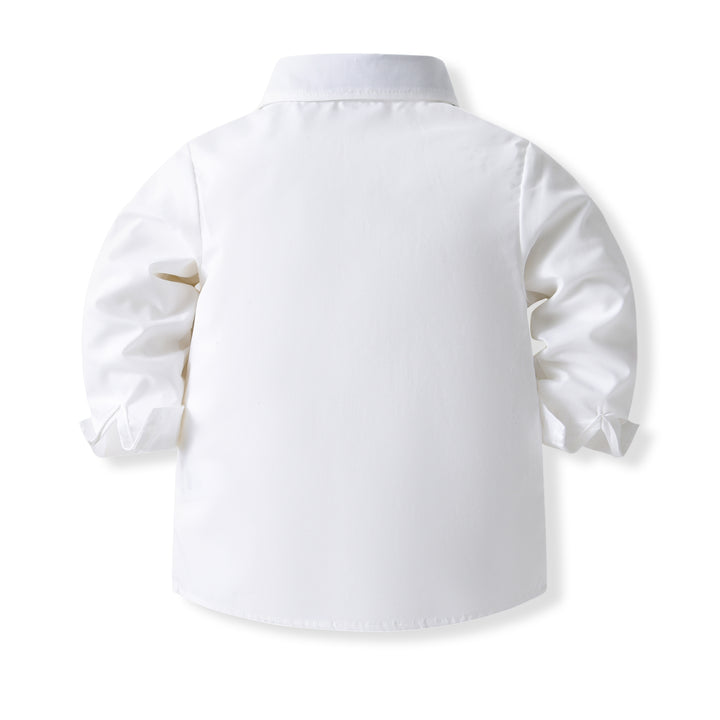 Boys White & Red Shirt Collar Shirt with Trousers