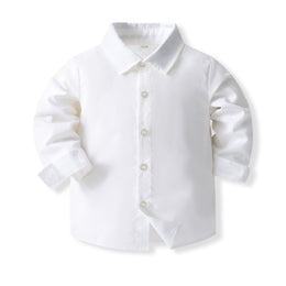 Boys White & Red Shirt Collar Shirt with Trousers