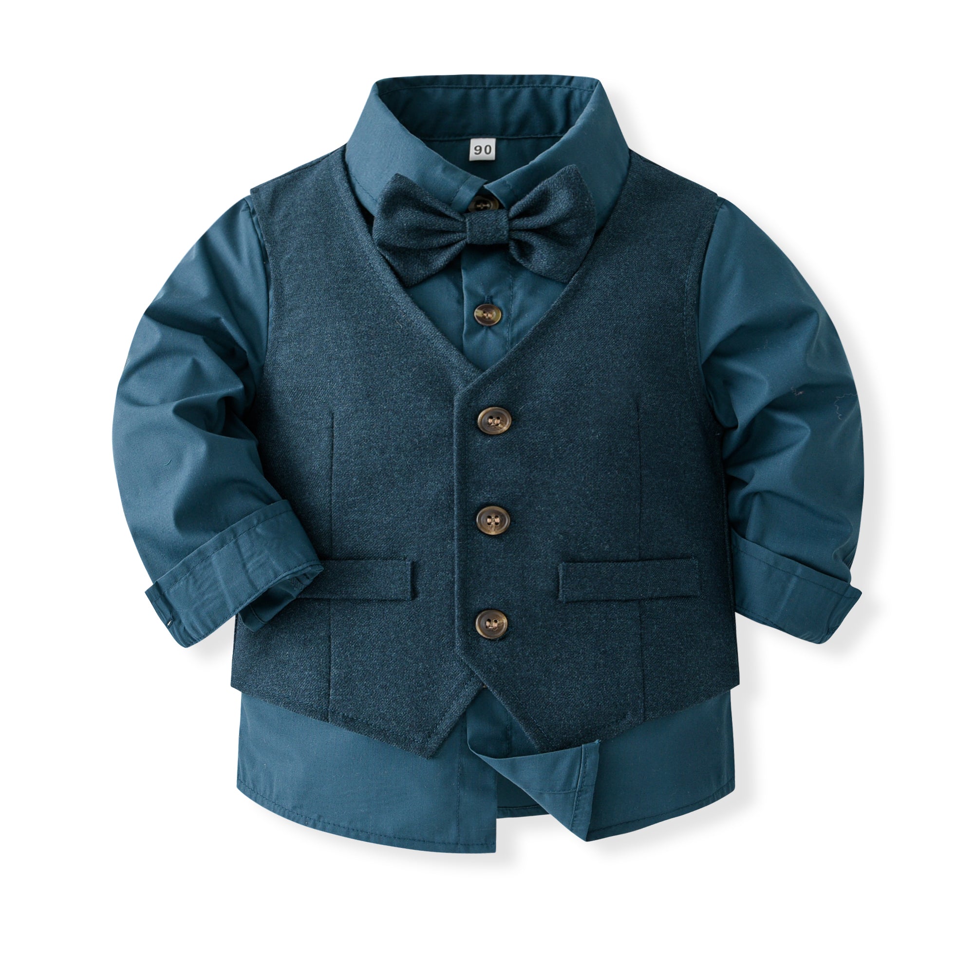 Boys Pure Cotton Shirt With Trouser & Waistcoat