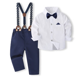 Boys White & Blue Shirt with Trousers