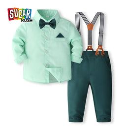Boys Long Sleeves Pure Cotton Shirt With Trousers