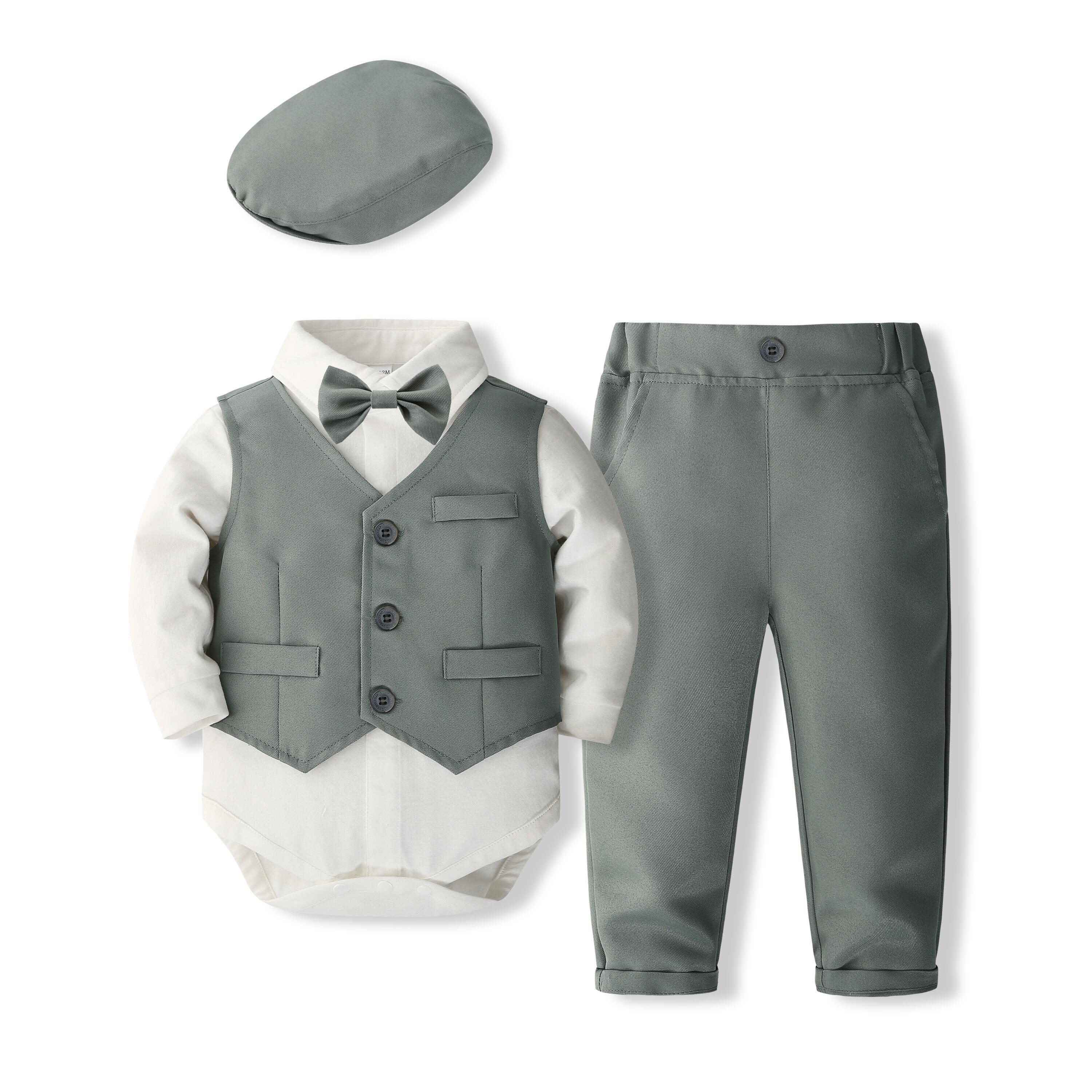 Boys Pure Cotton Shirt With Trouser & Waistcoat