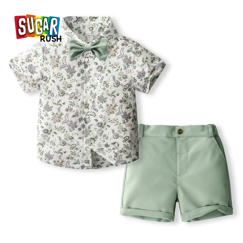 Boys Printed Pure Cotton Shirt With Shorts