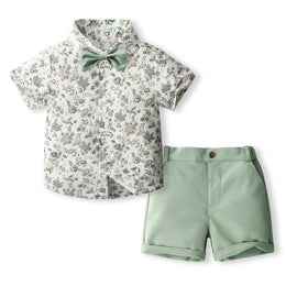 Boys Printed Pure Cotton Shirt With Shorts