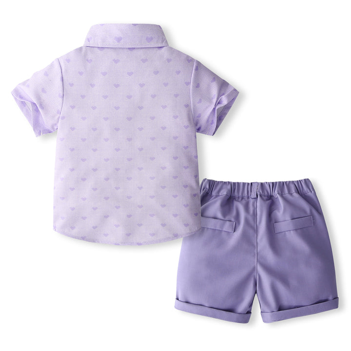 Boys Printed Pure Cotton Shirt With Shorts With Bow