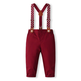 Boys Pure Cotton Shirt With Trouser & Suspenders