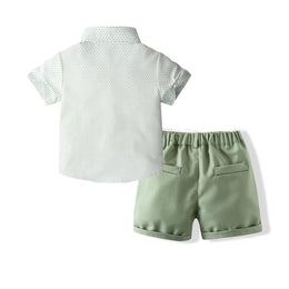 Boys Printed Pure Cotton Shirt With Shorts And Bow