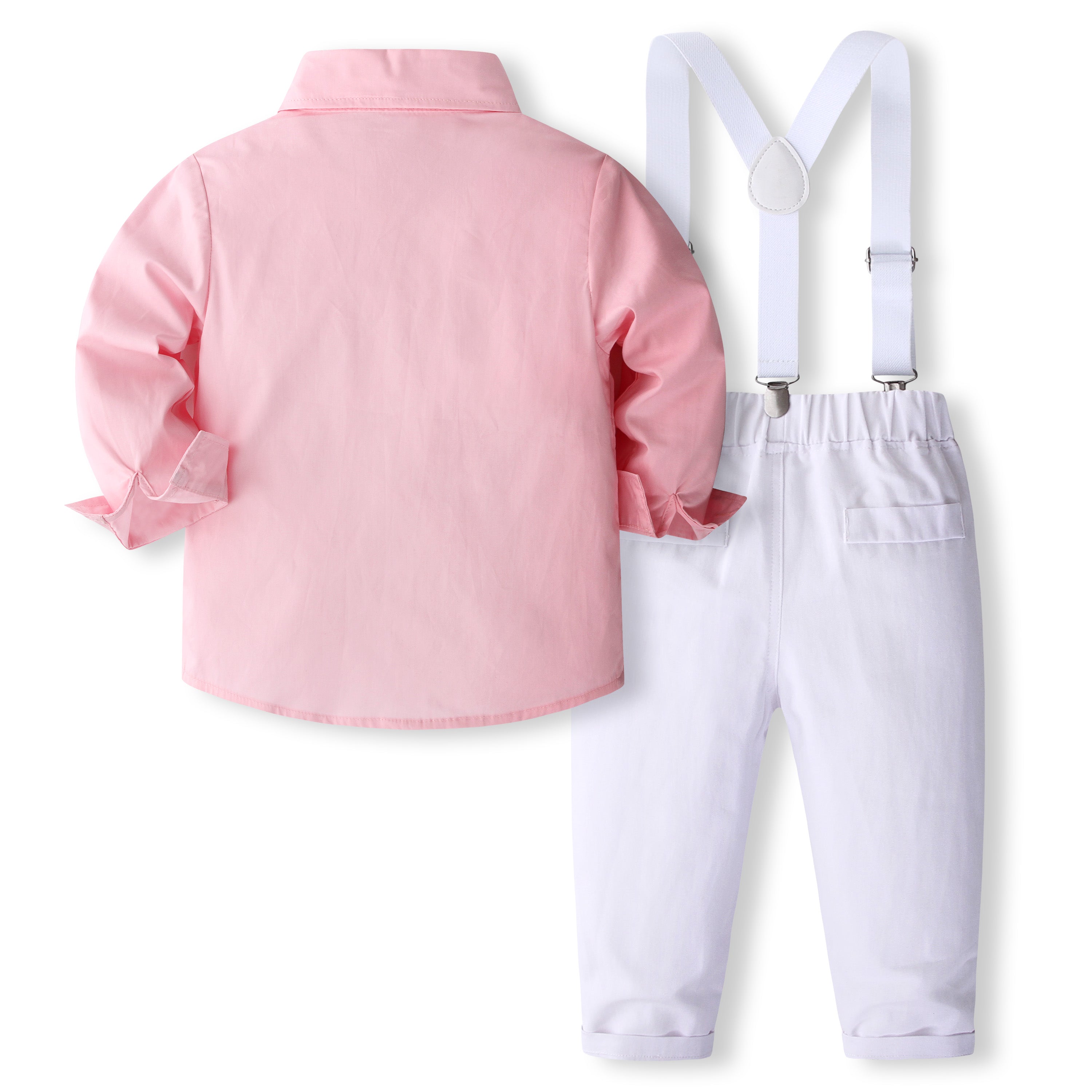 Boys Pure Cotton Shirt With Trouser & Suspenders