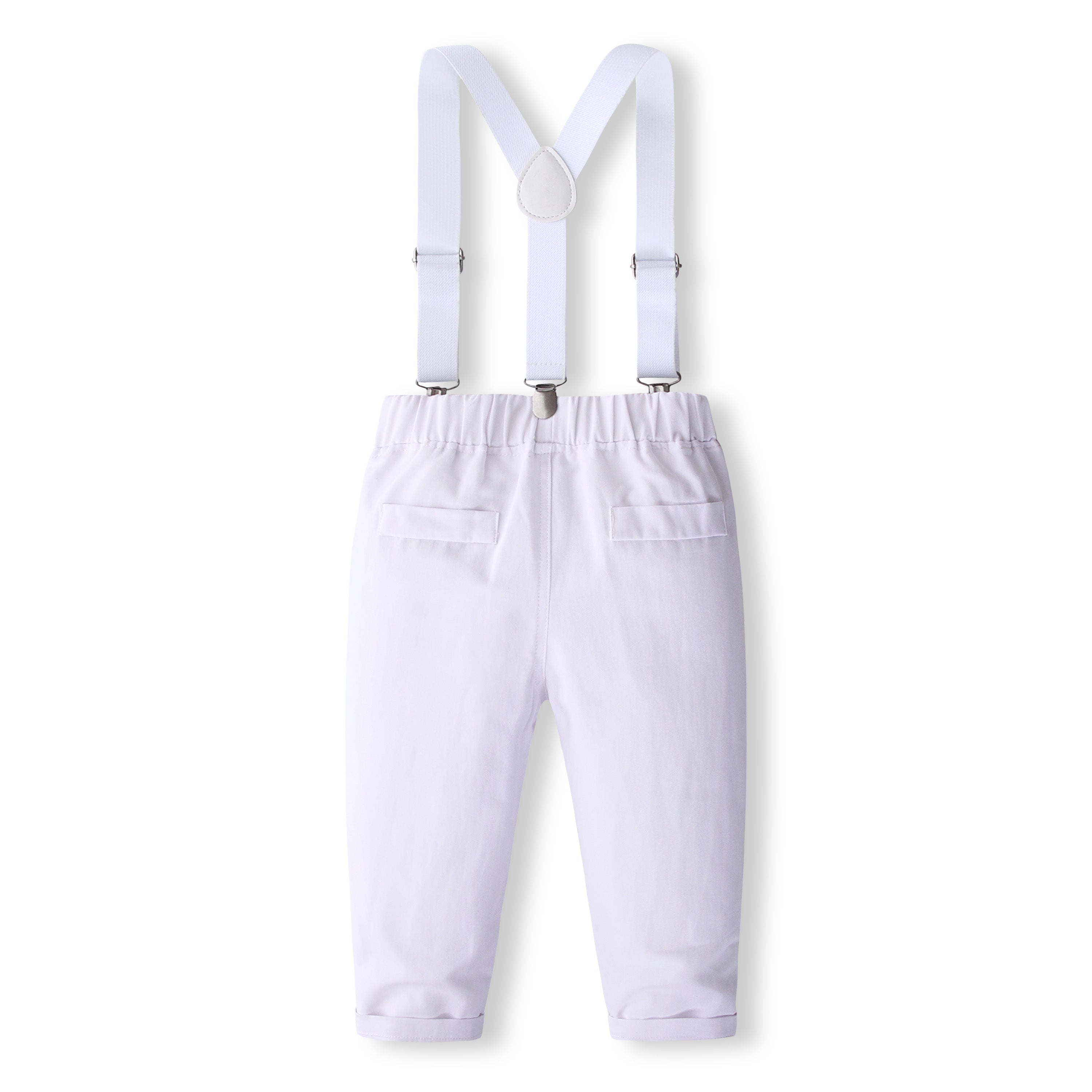 Boys Pure Cotton Shirt With Trouser & Suspenders