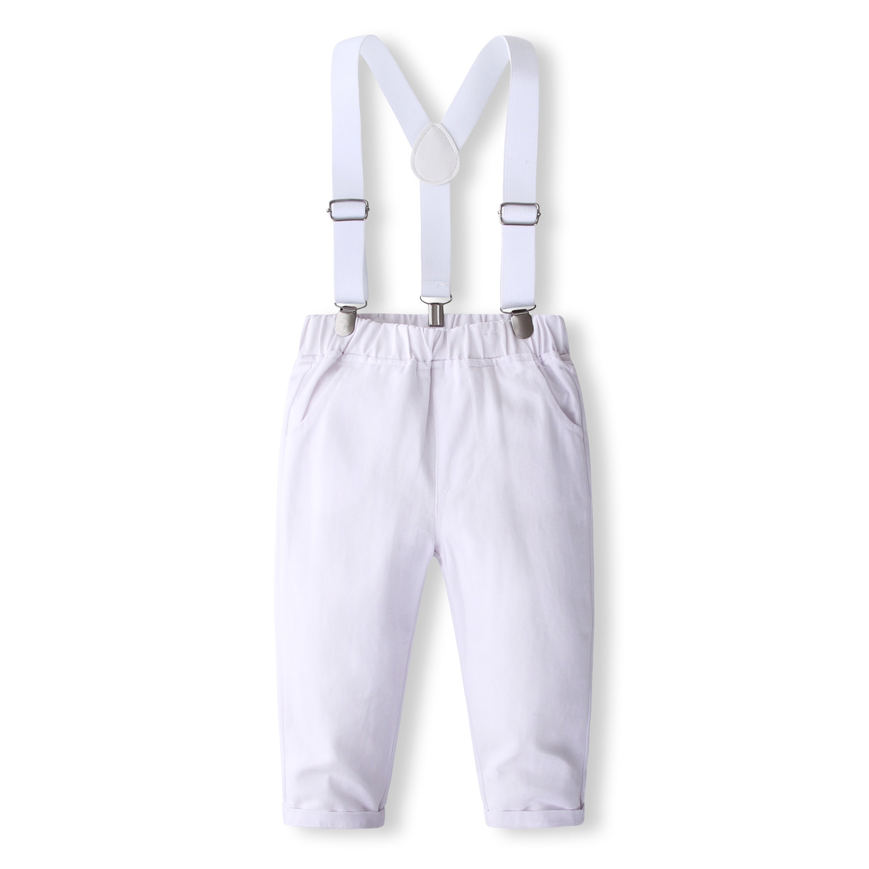 Boys Pure Cotton Shirt With Trouser & Suspenders