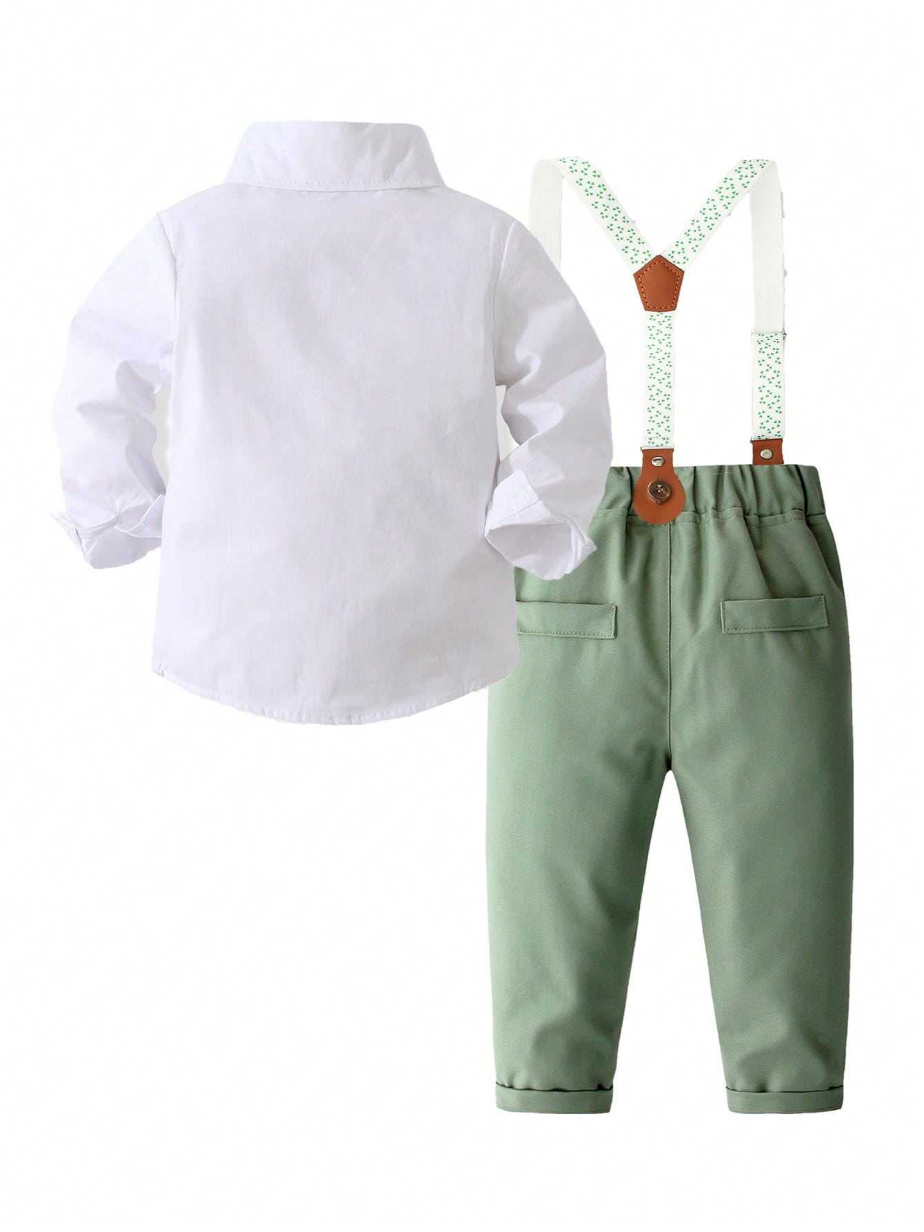 Boys Long Sleeves Pure Cotton Shirt With Trousers And Suspenders