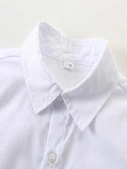 Boys Long Sleeves Pure Cotton Shirt With Trousers And Suspenders