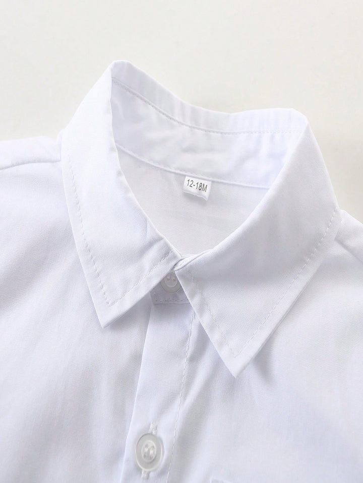Boys Long Sleeves Pure Cotton Shirt With Trousers And Suspenders