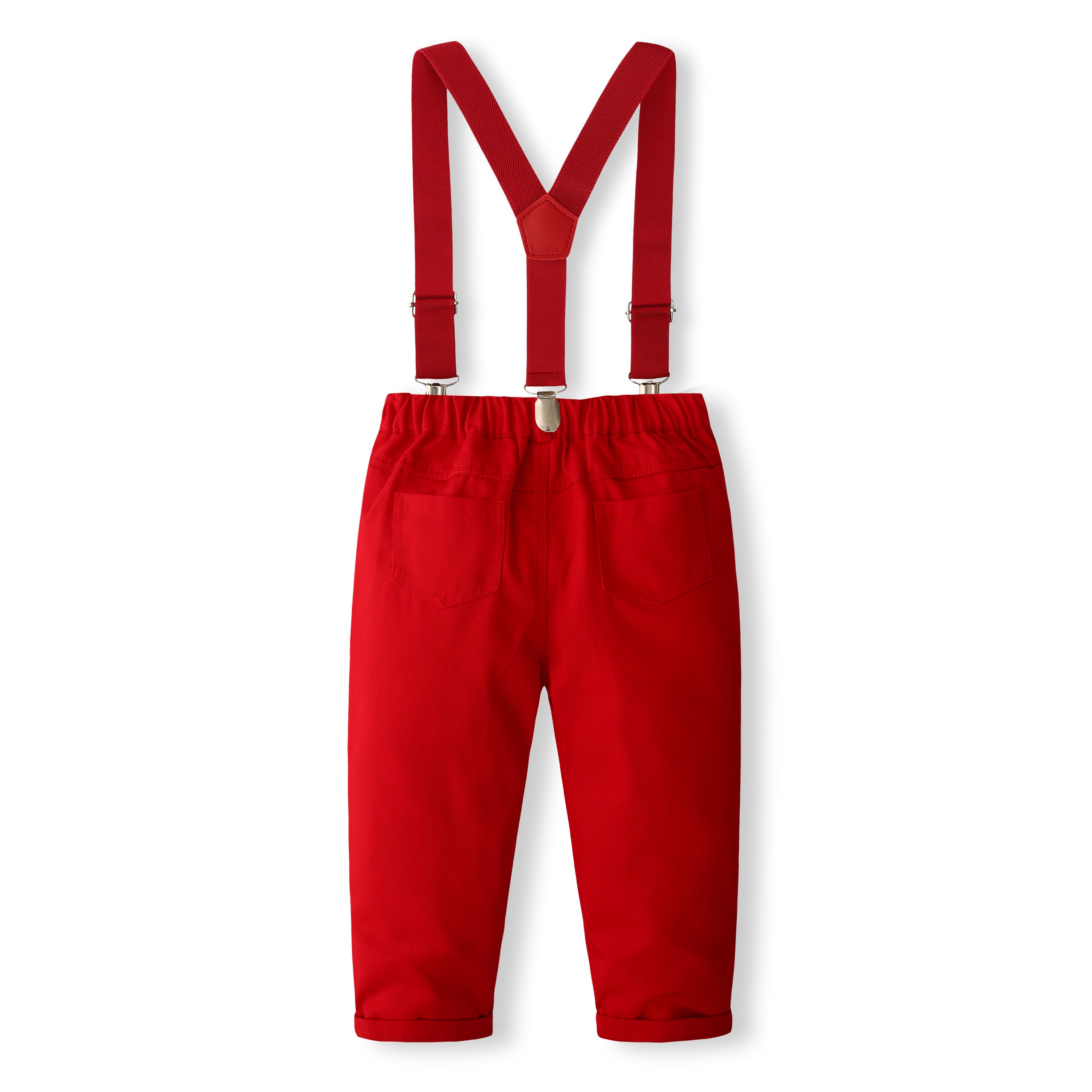 Boys Printed Pure Cotton Shirt With Trousers And Suspenders