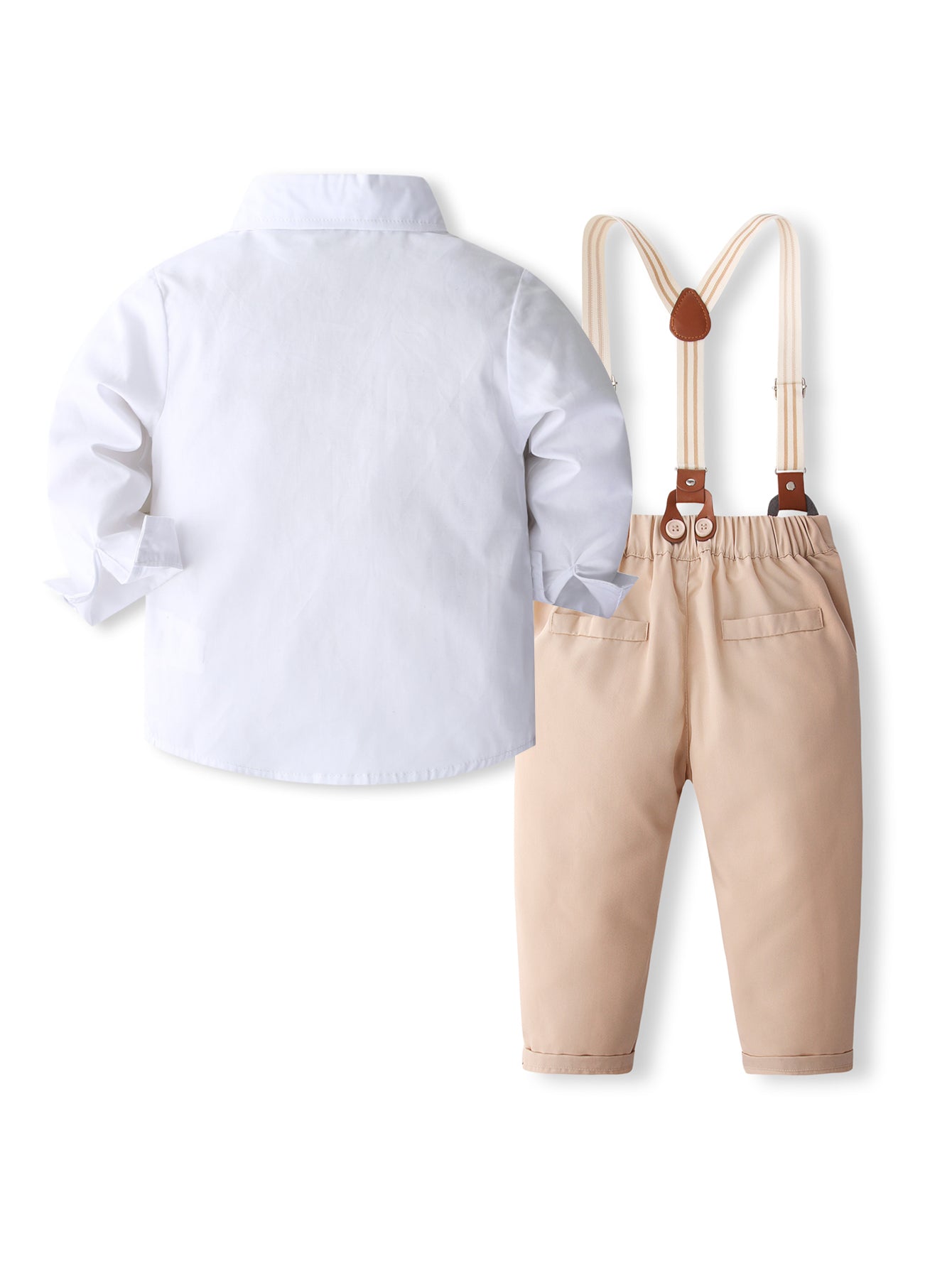 Boys Pure Cotton Shirt With Trousers And Suspenders